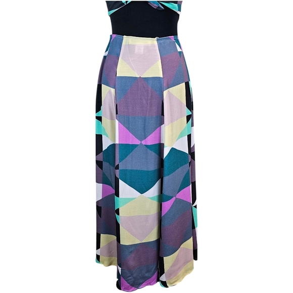 Mara Hoffman Tie Back Cut Out Midi Dress Diamonds Plum 0 Geometric Halter Chic - Picture 13 of 16